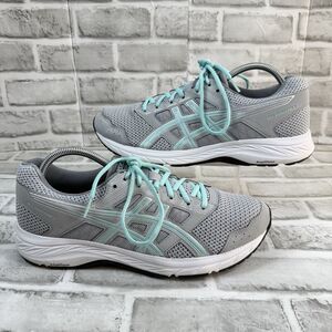 ASICS Gel Contend 5 Women's 11 Sneakers Grey/Teal Active Running Workout Shoes